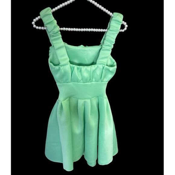 ASOS DESIGN structured 2-in-1 A-line skater mini dress with ruffled bust Size 2 - Picture 8 of 14